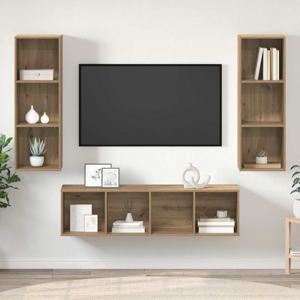 Sestava Tv Skříněk 3 Ks Artisanový Dub Kompozitní Dřevo