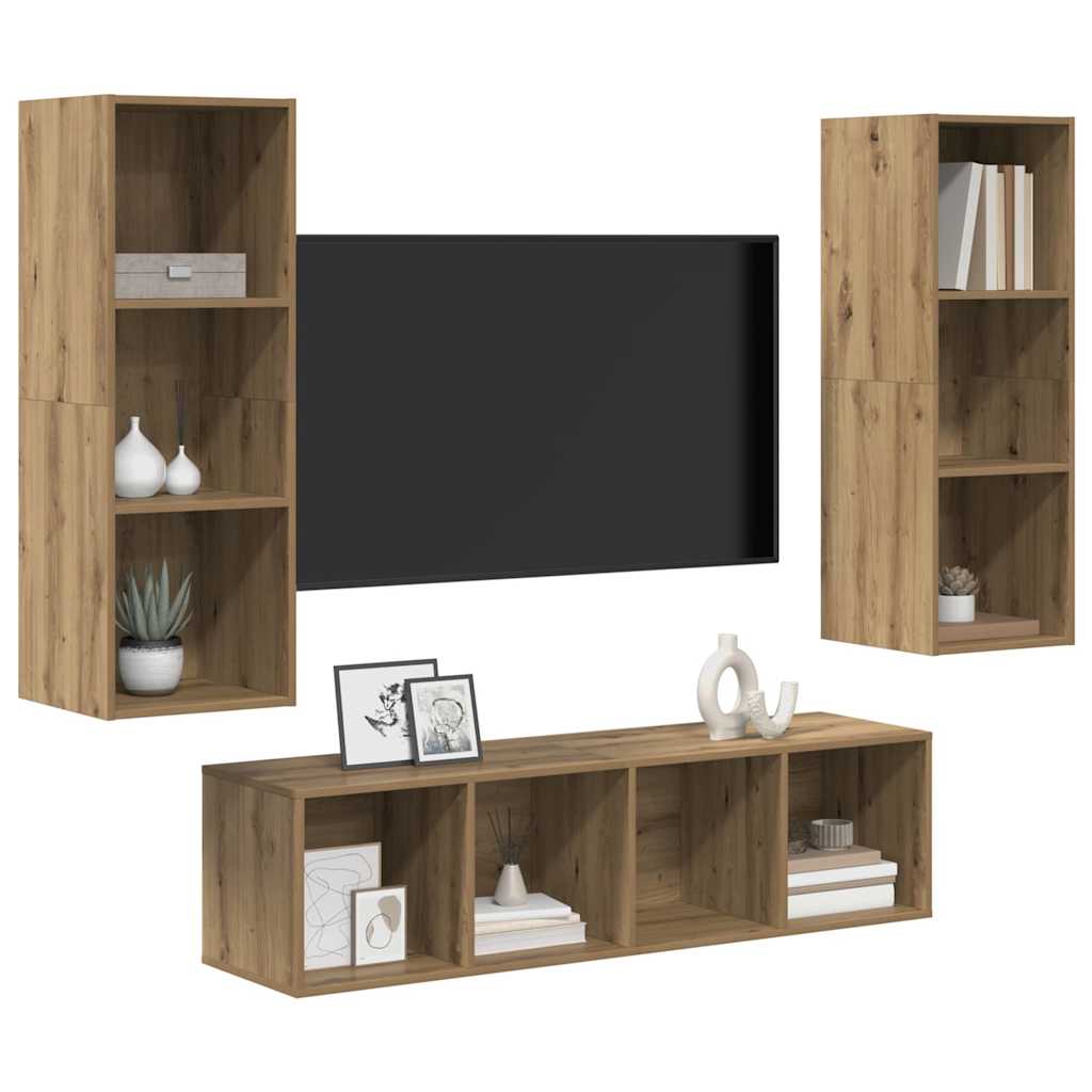 Sestava Tv Skříněk 3 Ks Artisanový Dub Kompozitní Dřevo
