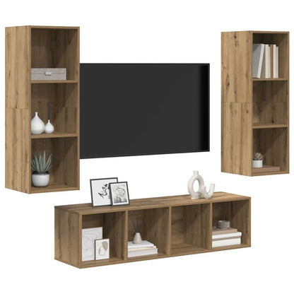 Sestava Tv Skříněk 3 Ks Artisanový Dub Kompozitní Dřevo
