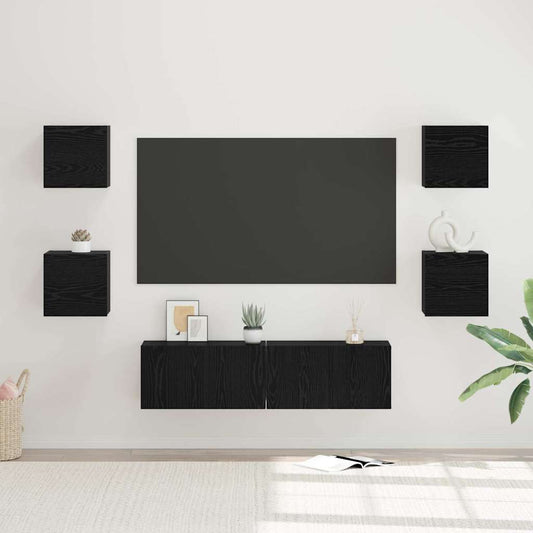Sestava Tv Skříněk 6 Ks Černý Dub Kompozitní Dřevo