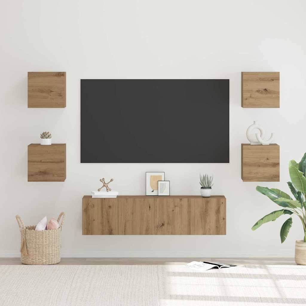 Sestava Tv Skříněk 6 Ks Artisanový Dub Kompozitní Dřevo