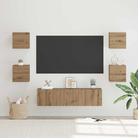 Sestava Tv Skříněk 6 Ks Artisanový Dub Kompozitní Dřevo