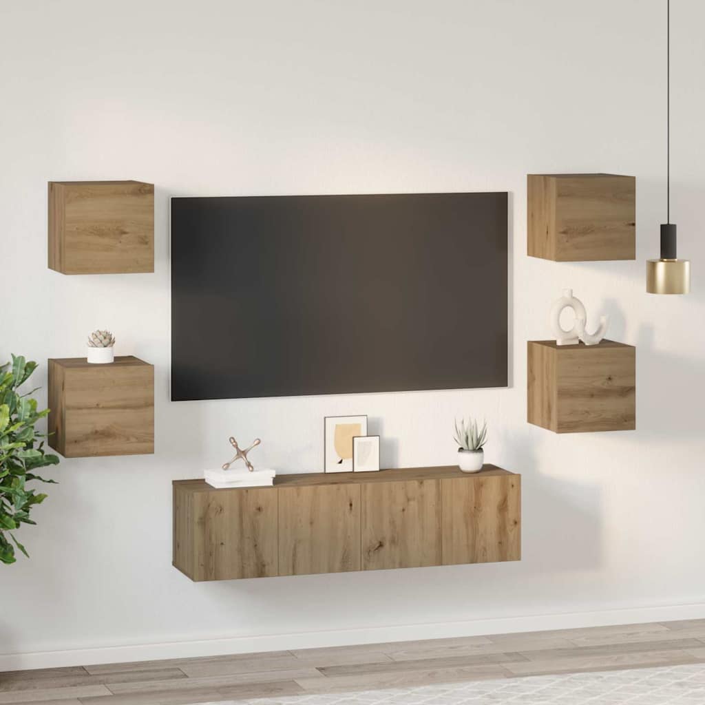 Sestava Tv Skříněk 6 Ks Artisanový Dub Kompozitní Dřevo
