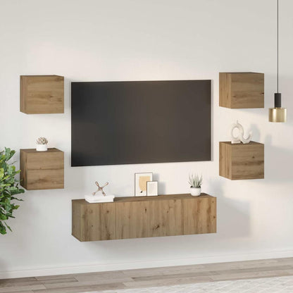 Sestava Tv Skříněk 6 Ks Artisanový Dub Kompozitní Dřevo