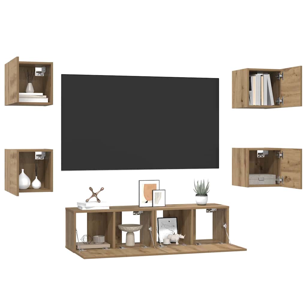 Sestava Tv Skříněk 6 Ks Artisanový Dub Kompozitní Dřevo