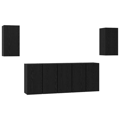 Sestava Tv Skříněk 7 Ks Černý Dub Kompozitní Dřevo