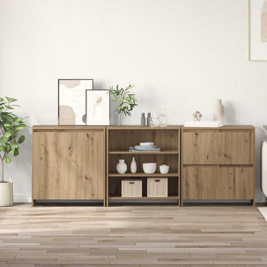 Servírovací Skříň 3 Ks Artisanový Dub 70 X 41 X 75 Cm