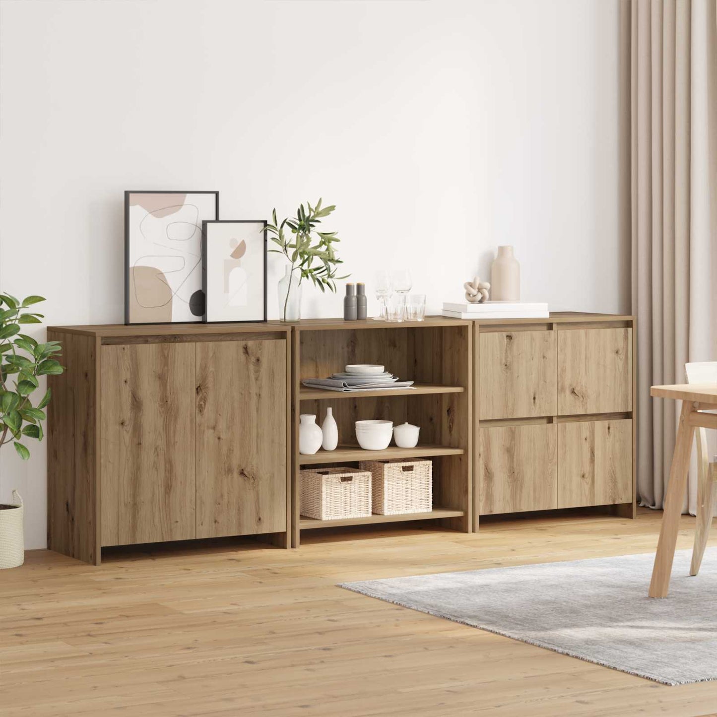 Servírovací Skříň 3 Ks Artisanový Dub 70 X 41 X 75 Cm