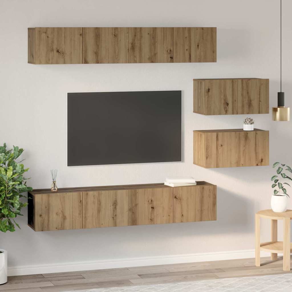 Sestava Tv Skříněk 6 Ks Artisanový Dub Kompozitní Dřevo