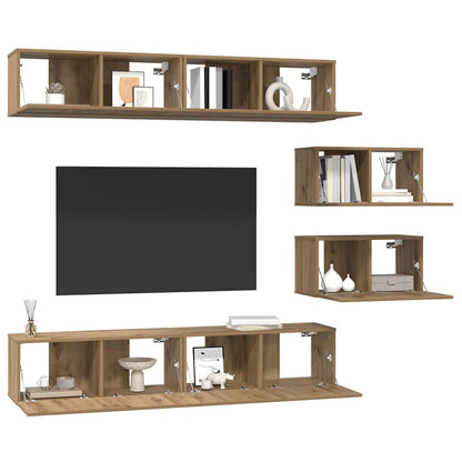 Sestava Tv Skříněk 6 Ks Artisanový Dub Kompozitní Dřevo