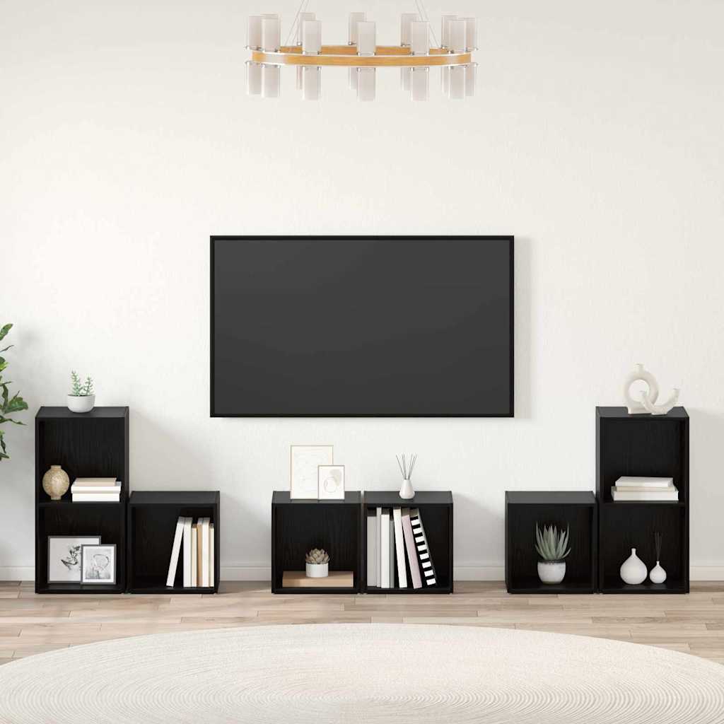 Sestava Tv Skříněk 6 Ks Černý Dub Kompozitní Dřevo