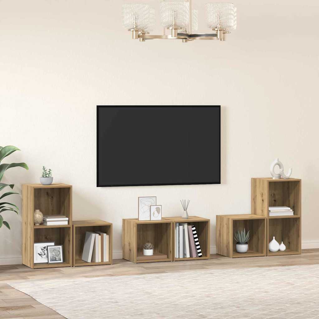 Sestava Tv Skříněk 6 Ks Artisanový Dub Kompozitní Dřevo