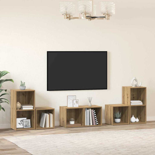 Sestava Tv Skříněk 6 Ks Artisanový Dub Kompozitní Dřevo