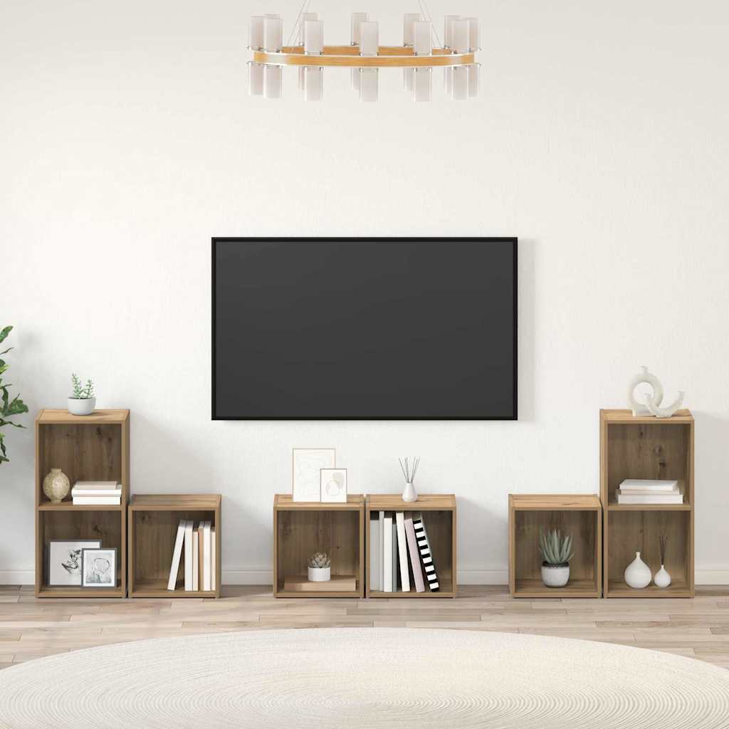 Sestava Tv Skříněk 6 Ks Artisanový Dub Kompozitní Dřevo