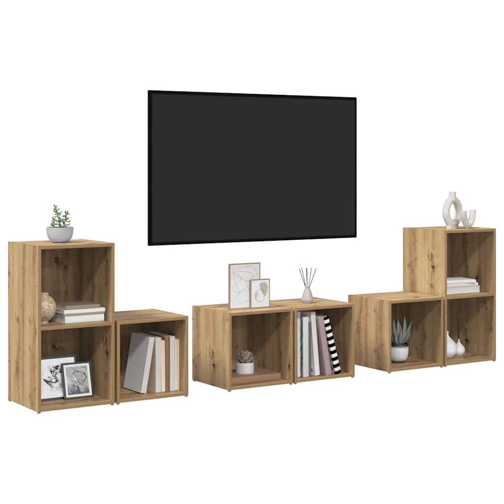 Sestava Tv Skříněk 6 Ks Artisanový Dub Kompozitní Dřevo