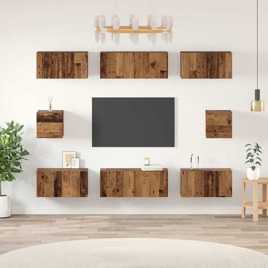 Sestava Tv Skříněk 8 Ks Staré Dřevo Kompozitní Dřevo