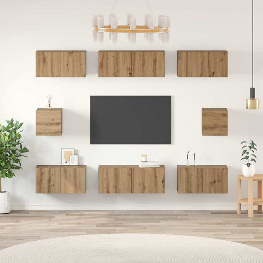 Sestava Tv Skříněk 8 Ks Artisanový Dub Kompozitní Dřevo