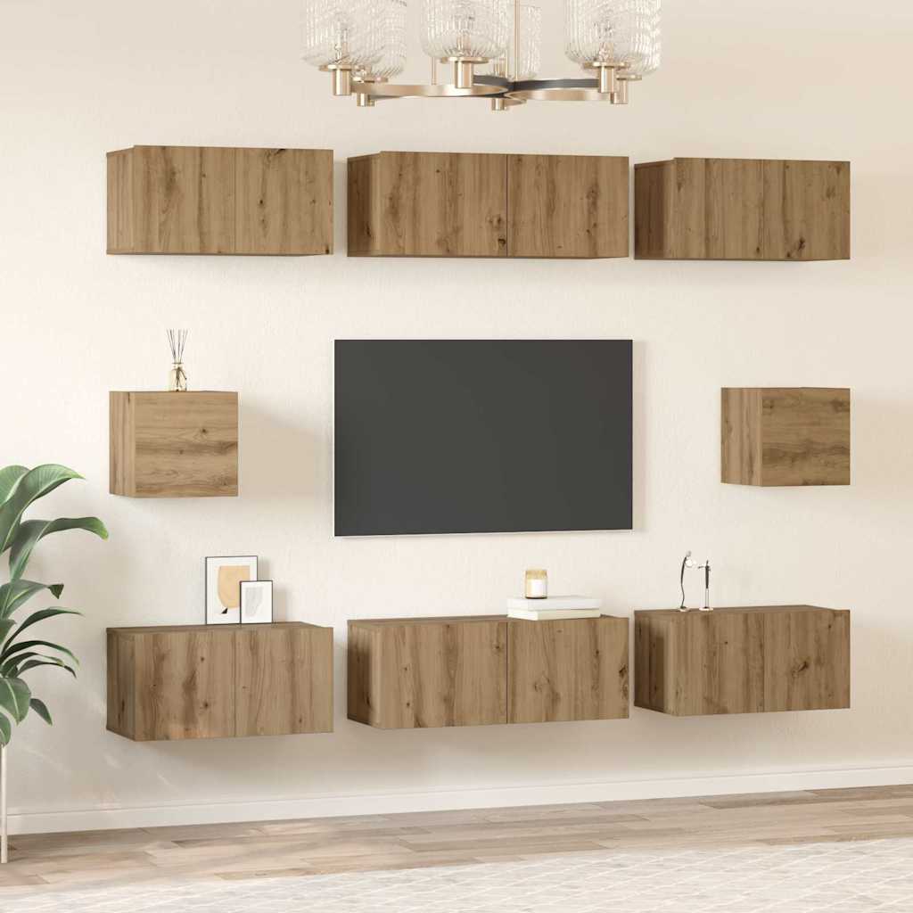 Sestava Tv Skříněk 8 Ks Artisanový Dub Kompozitní Dřevo