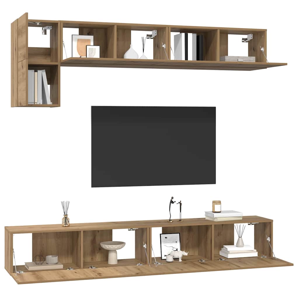 Sestava Tv Skříněk 5 Ks Artisanový Dub Kompozitní Dřevo