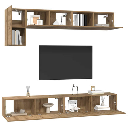 Sestava Tv Skříněk 5 Ks Artisanový Dub Kompozitní Dřevo