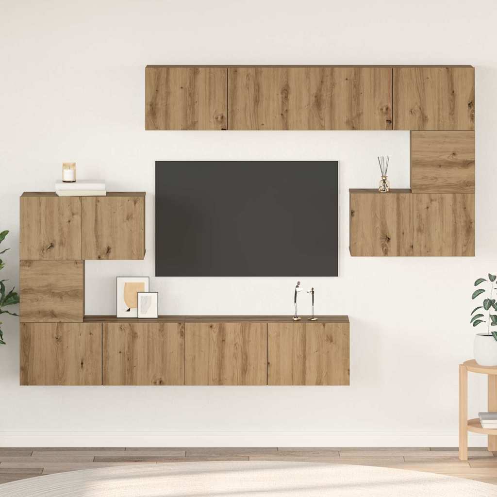 Sestava Tv Skříněk 8 Ks Artisanový Dub Kompozitní Dřevo