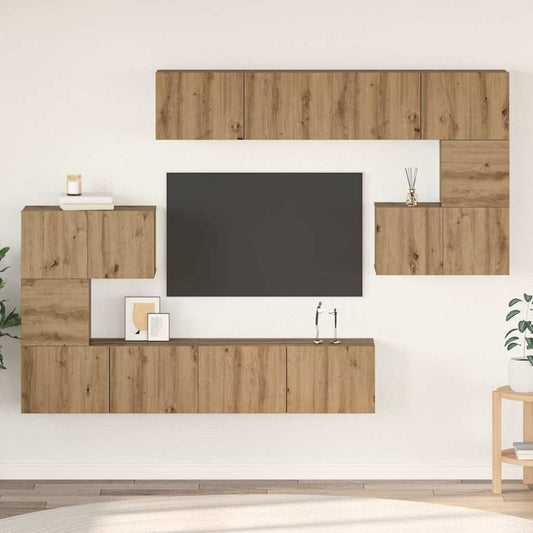 Sestava Tv Skříněk 8 Ks Artisanový Dub Kompozitní Dřevo