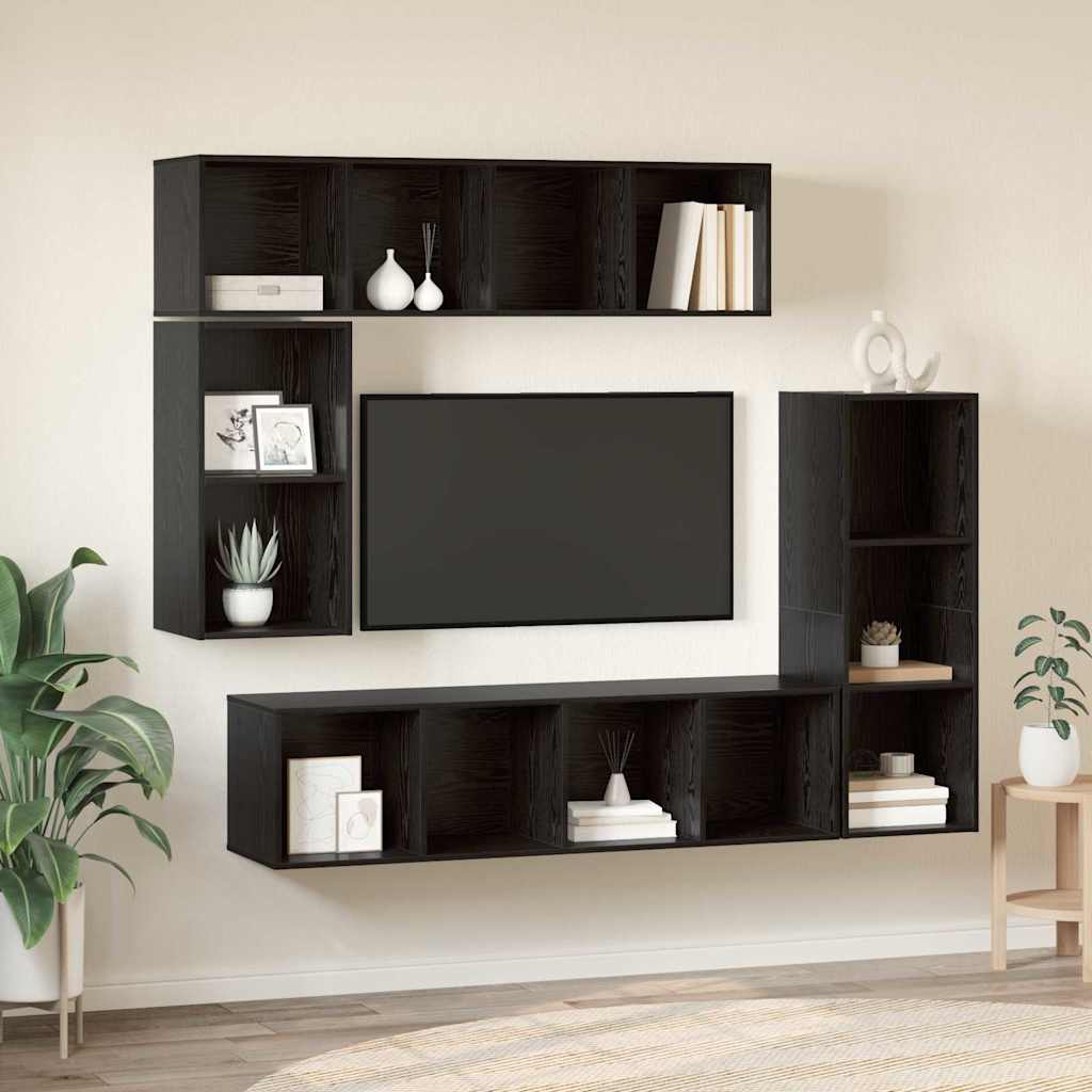 Sestava Tv Skříněk 4 Ks Černý Dub Kompozitní Dřevo