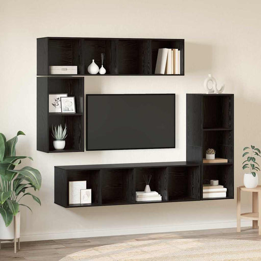 Sestava Tv Skříněk 4 Ks Černý Dub Kompozitní Dřevo