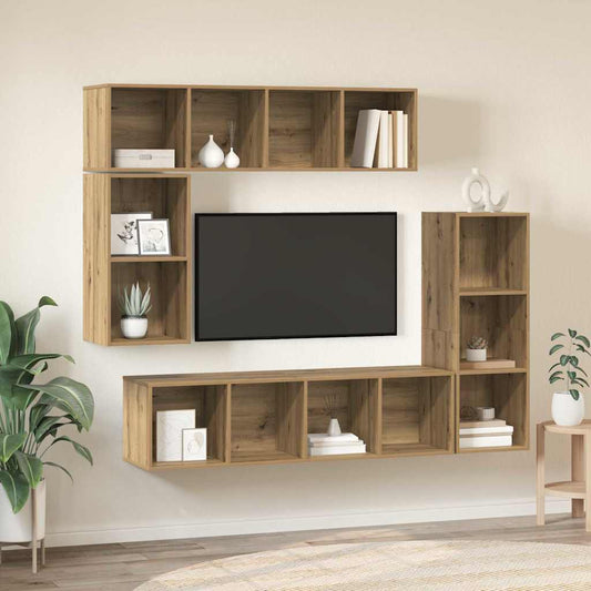 Sestava Tv Skříněk 4 Ks Artisanový Dub Kompozitní Dřevo