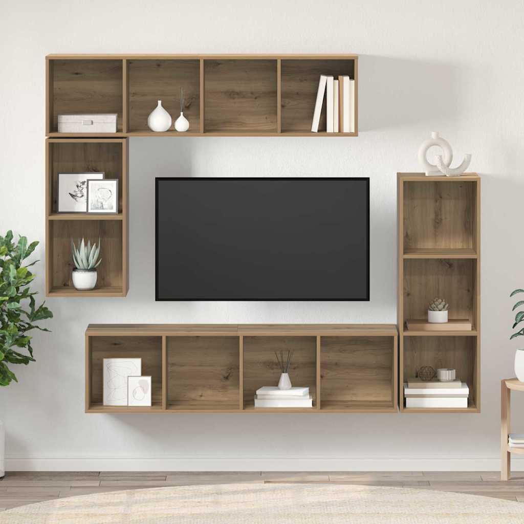Sestava Tv Skříněk 4 Ks Artisanový Dub Kompozitní Dřevo
