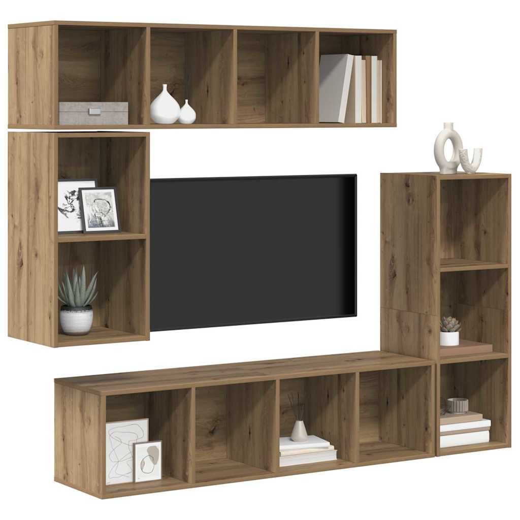 Sestava Tv Skříněk 4 Ks Artisanový Dub Kompozitní Dřevo