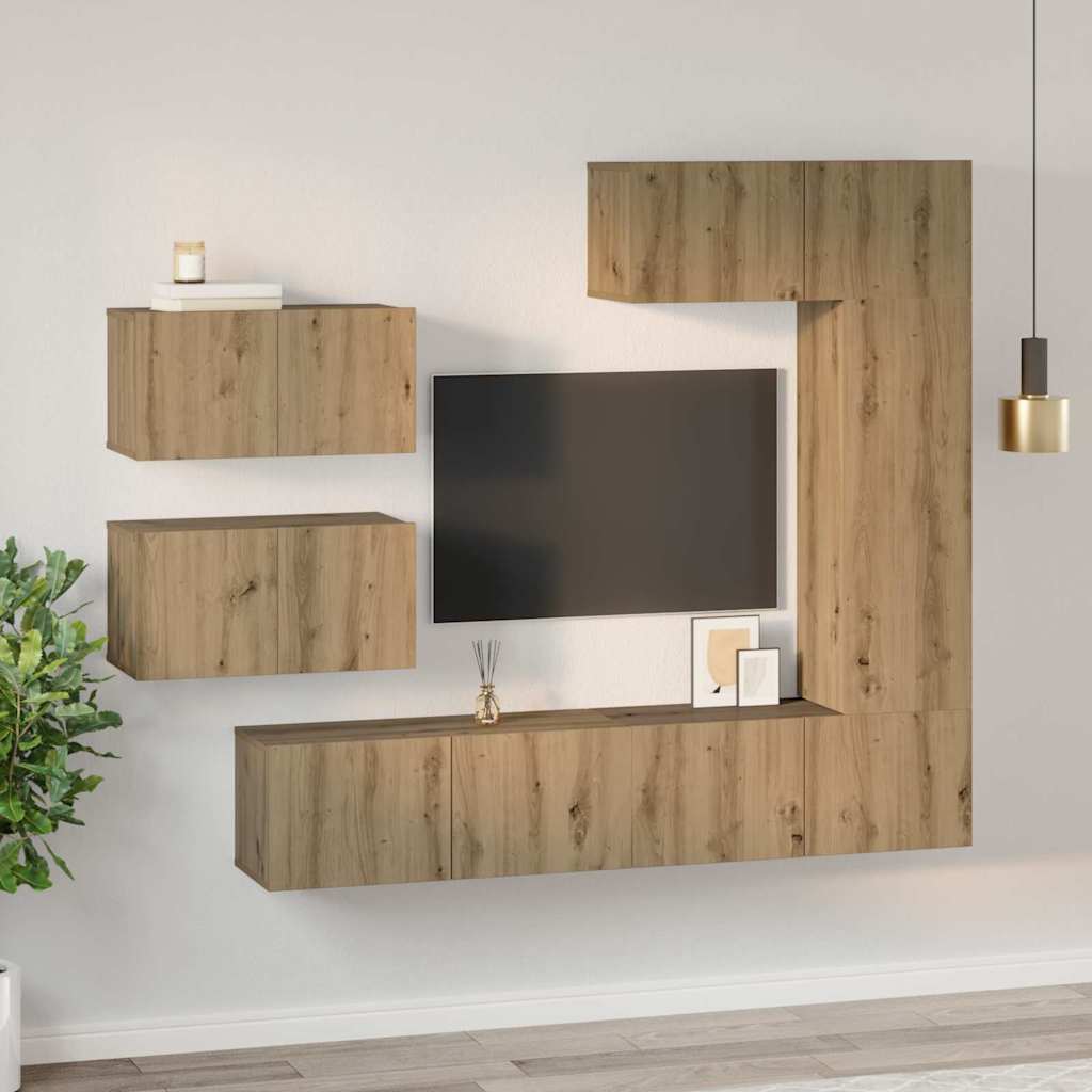 Sestava Tv Skříněk 6 Ks Artisanový Dub Kompozitní Dřevo