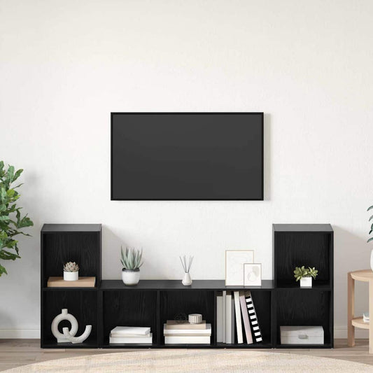 Sestava Tv Skříněk 3 Ks Černá Kompozitní Dřevo