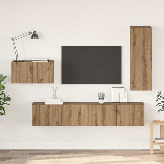 Sestava Tv Skříněk 4 Ks Artisanový Dub Kompozitní Dřevo
