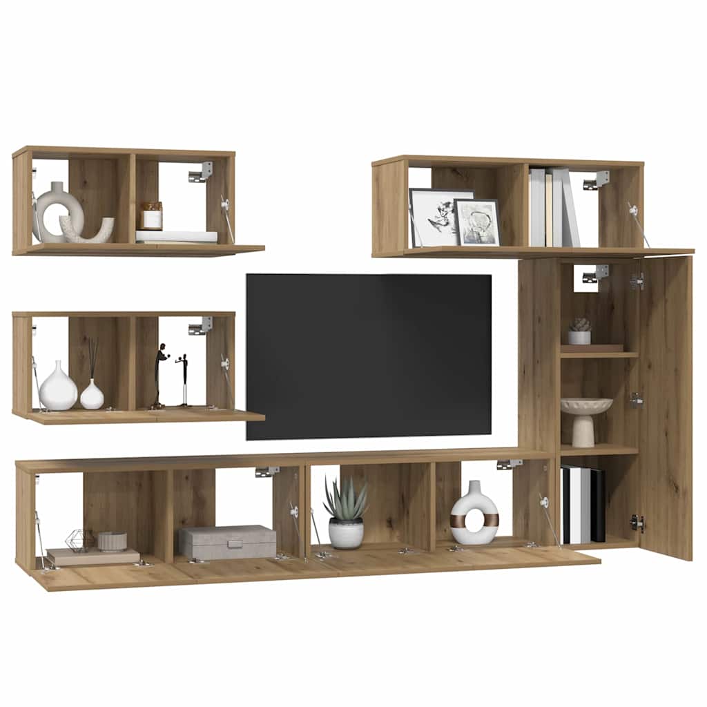 Sestava Tv Skříněk 6 Ks Artisanový Dub Kompozitní Dřevo