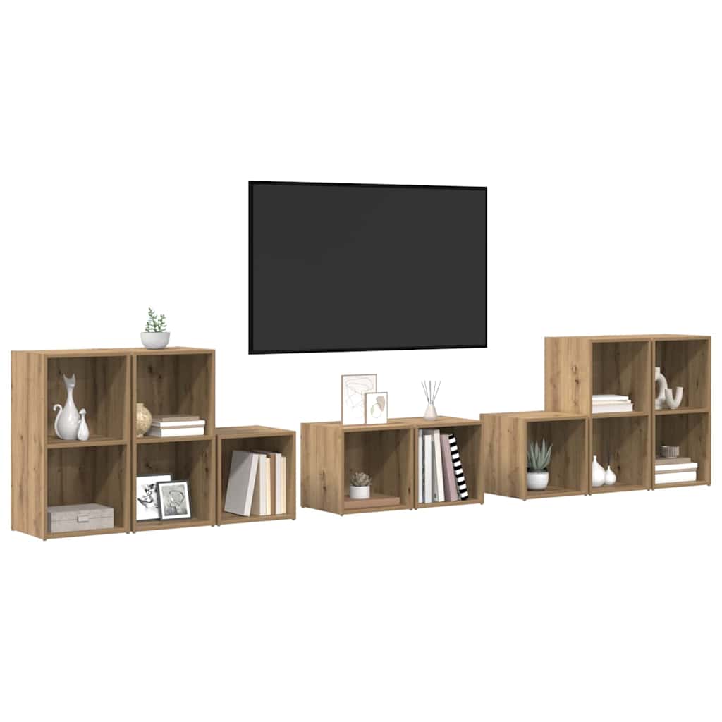 Sada Televizních Skříní 8 Ks Artisanový Dub Kompozitní Dřevo