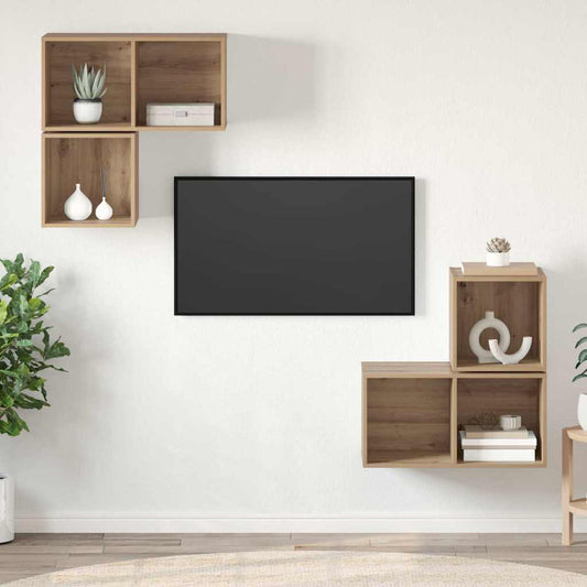 Sestava Tv Skříněk 4 Ks Artisanový Dub Kompozitní Dřevo