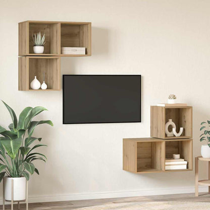 Sestava Tv Skříněk 4 Ks Artisanový Dub Kompozitní Dřevo