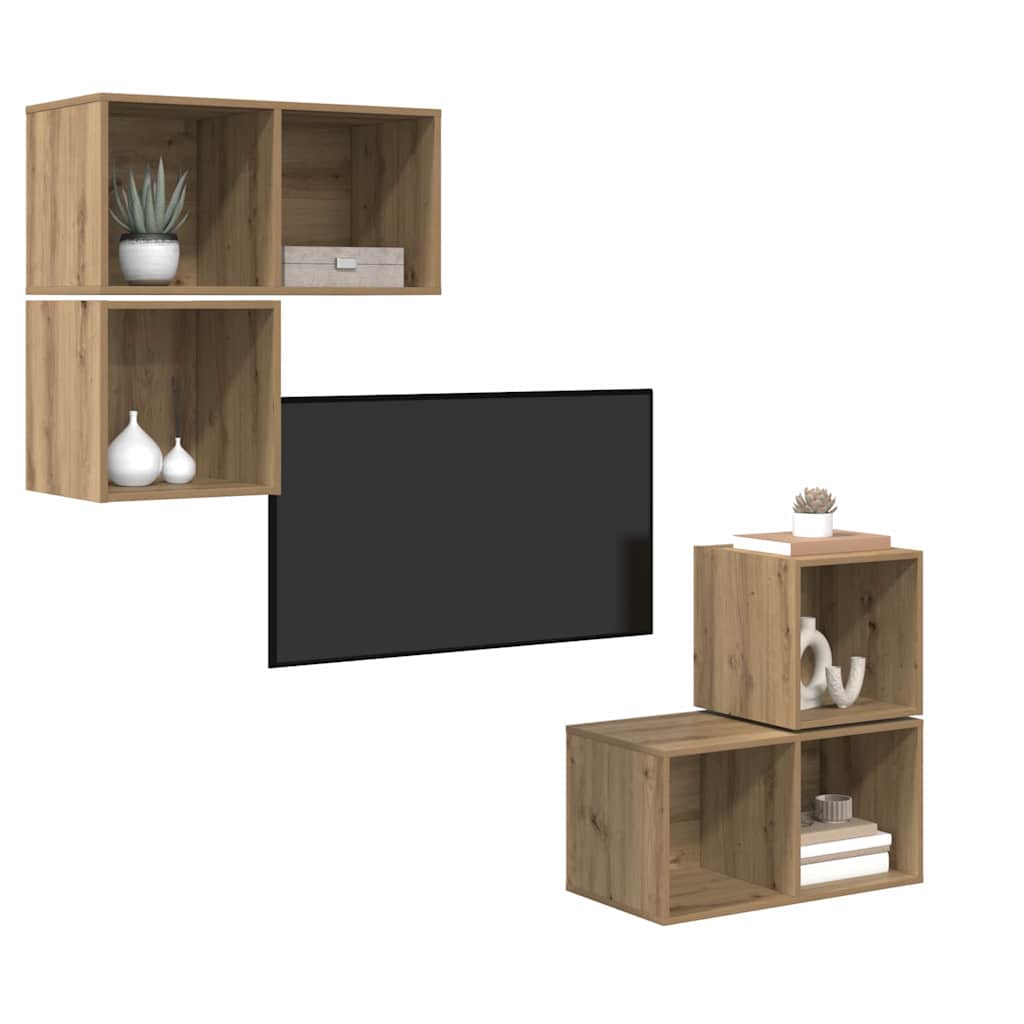 Sestava Tv Skříněk 4 Ks Artisanový Dub Kompozitní Dřevo