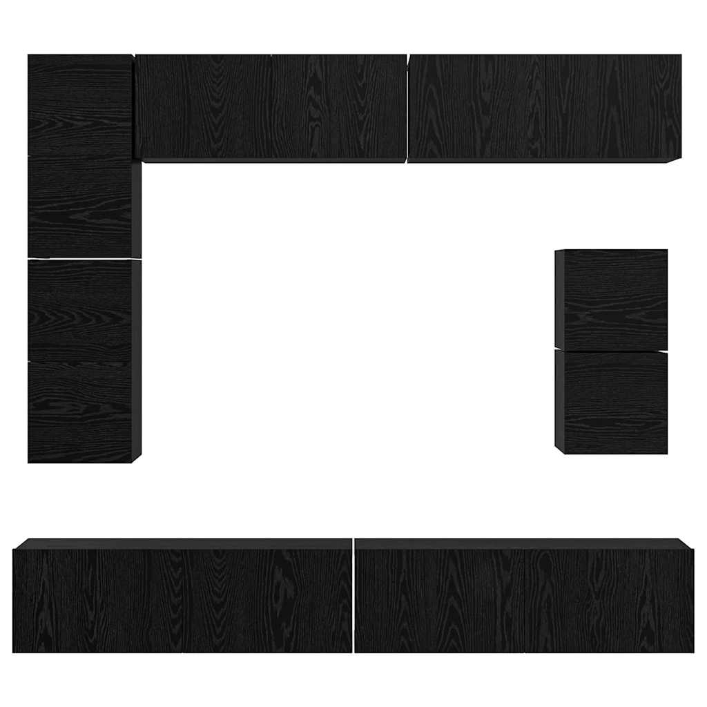 Sestava Tv Skříněk 8 Ks Černý Dub Kompozitní Dřevo