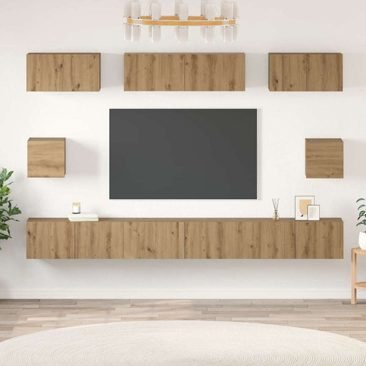 Sestava Tv Skříněk 8 Ks Artisanový Dub Kompozitní Dřevo