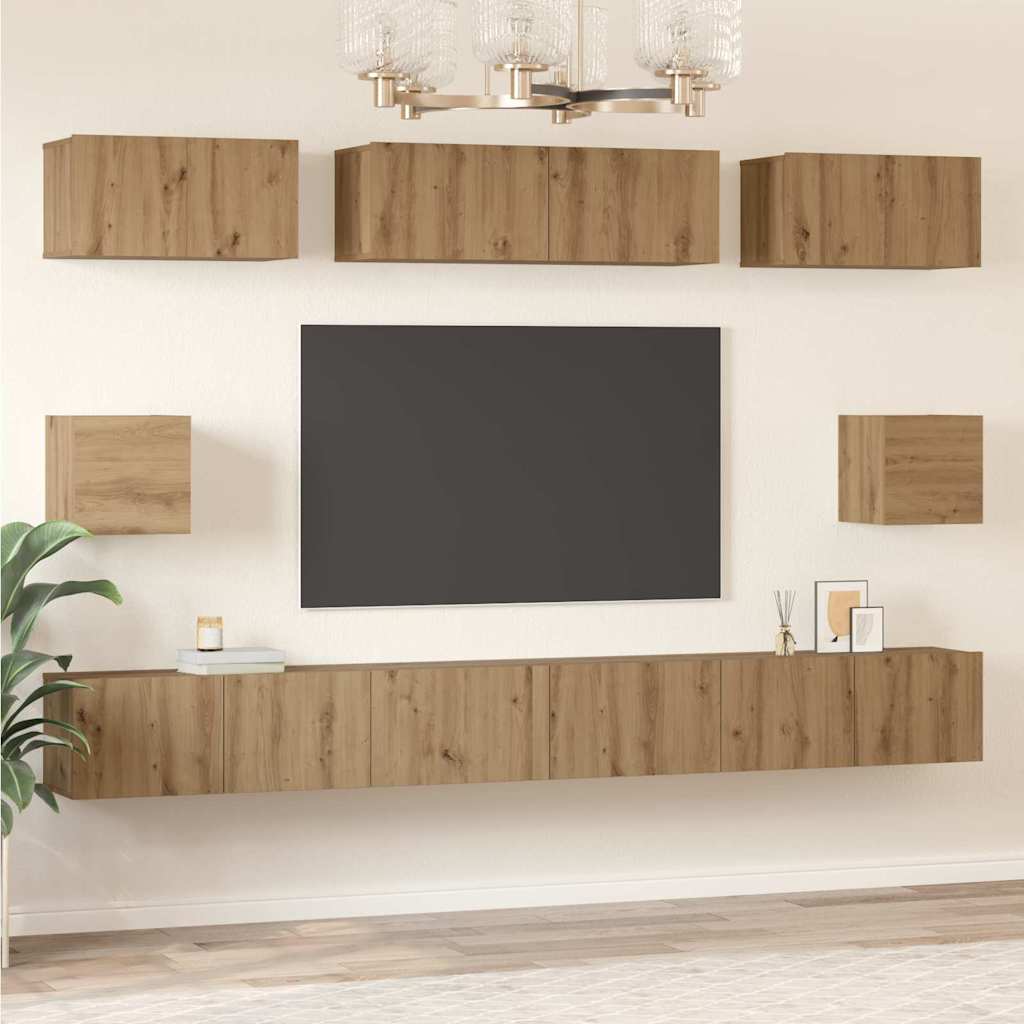 Sestava Tv Skříněk 8 Ks Artisanový Dub Kompozitní Dřevo