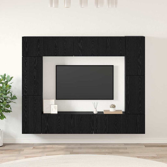 Sestava Tv Skříněk 8 Ks Černý Dub Kompozitní Dřevo