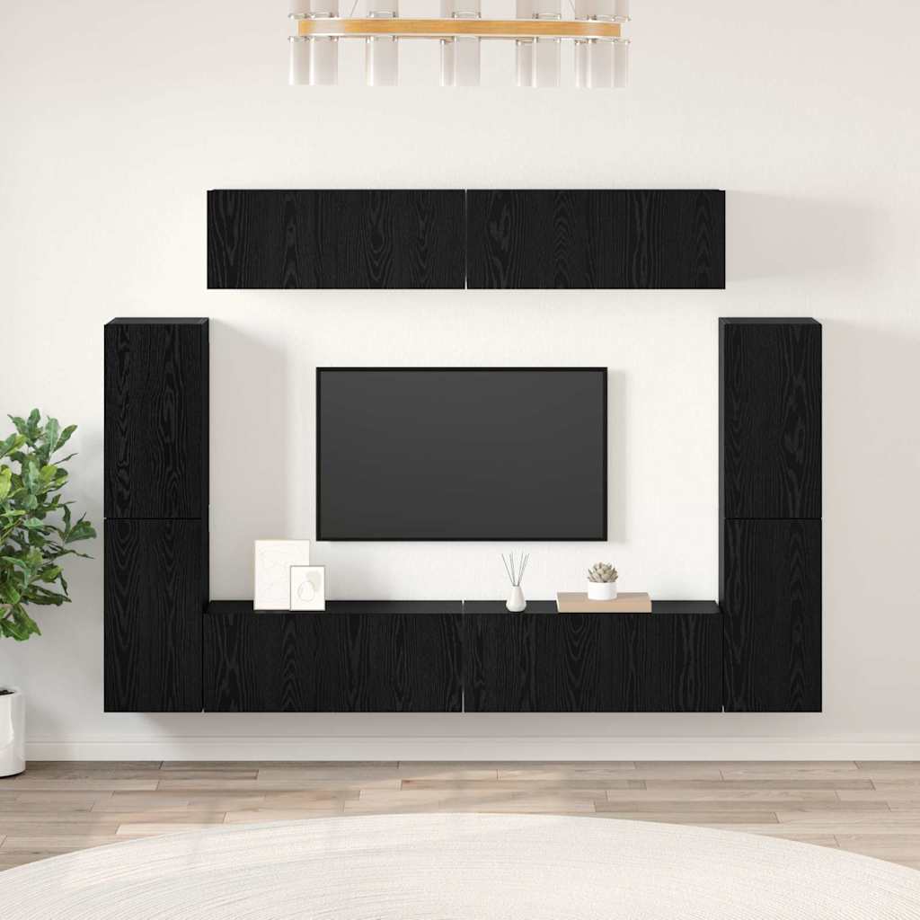 Sestava Tv Skříněk 8 Ks Černý Dub Kompozitní Dřevo