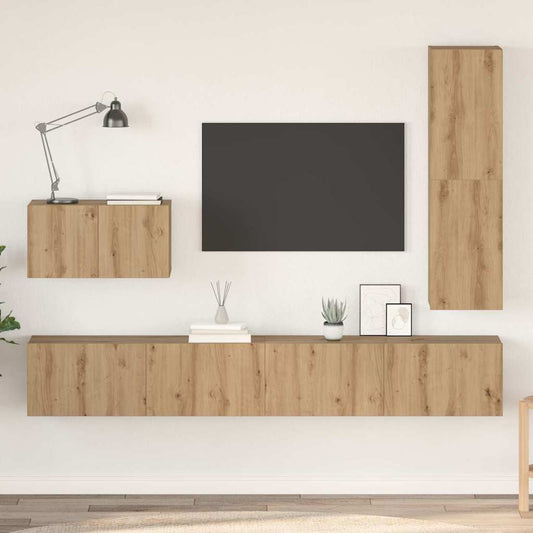 Sestava Tv Skříněk 4 Ks Artisanový Dub Kompozitní Dřevo