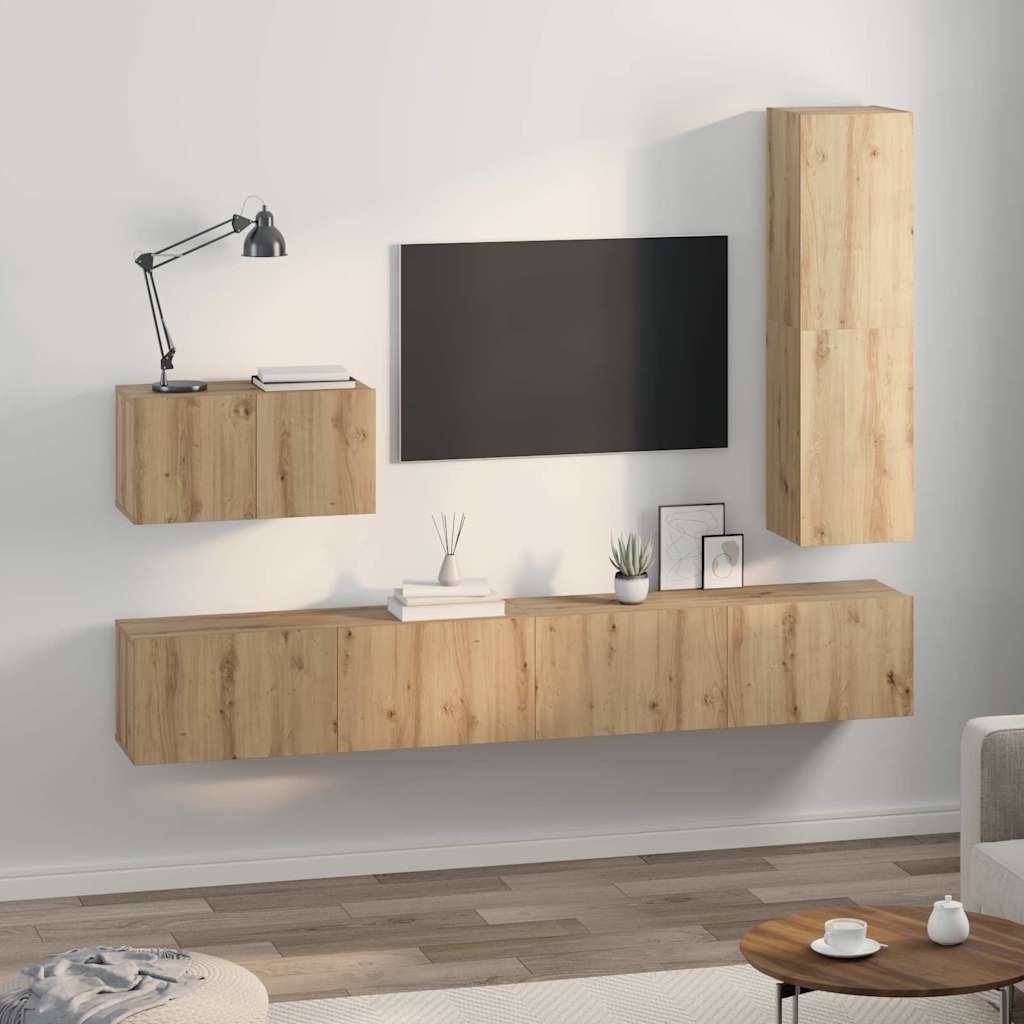 Sestava Tv Skříněk 4 Ks Artisanový Dub Kompozitní Dřevo