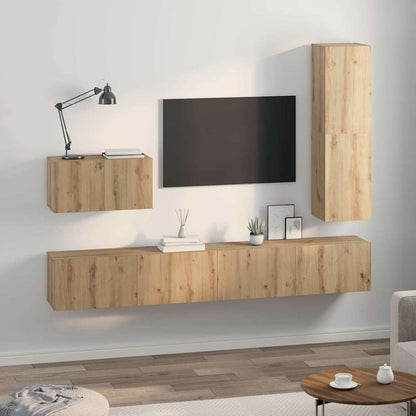 Sestava Tv Skříněk 4 Ks Artisanový Dub Kompozitní Dřevo