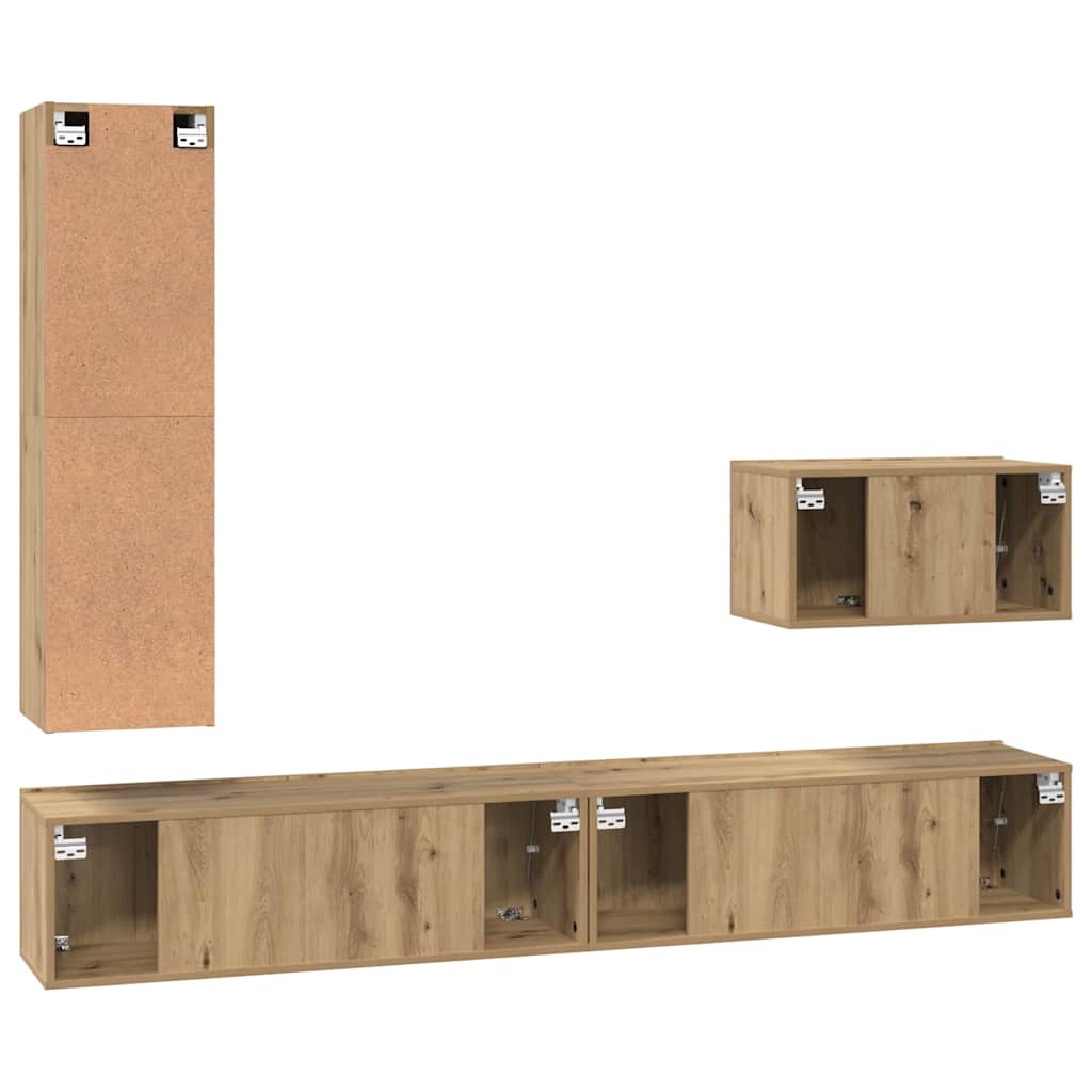 Sestava Tv Skříněk 4 Ks Artisanový Dub Kompozitní Dřevo