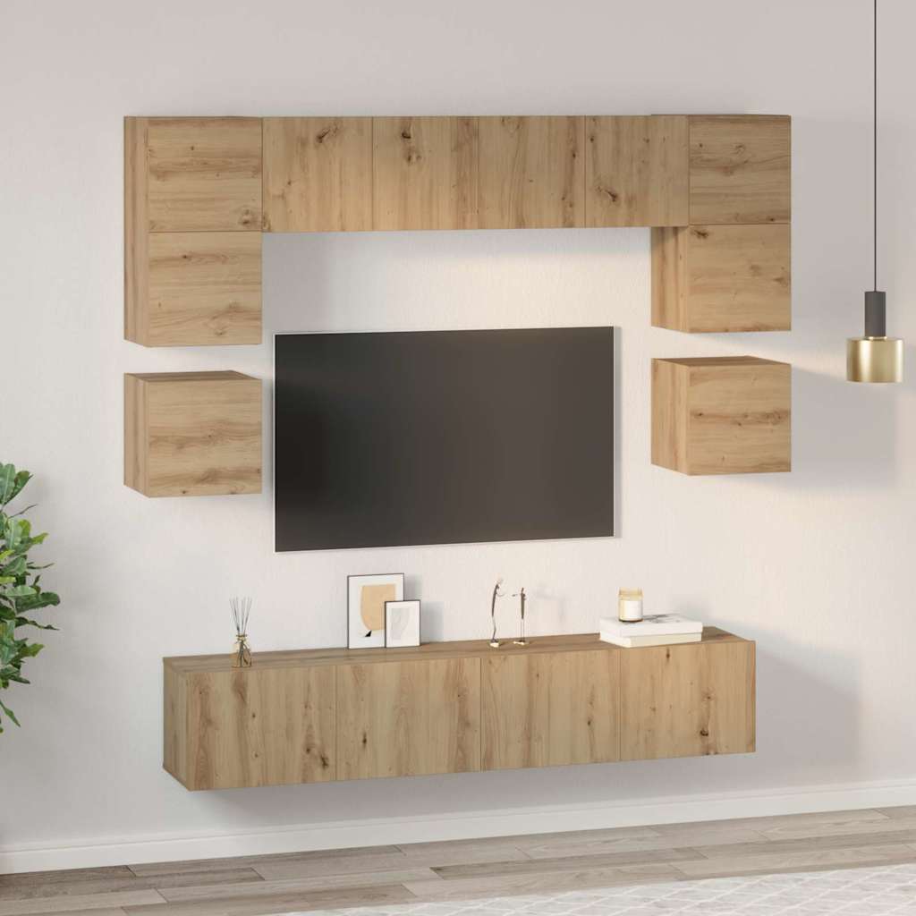 Sestava Tv Skříněk 8 Ks Artisanový Dub Kompozitní Dřevo
