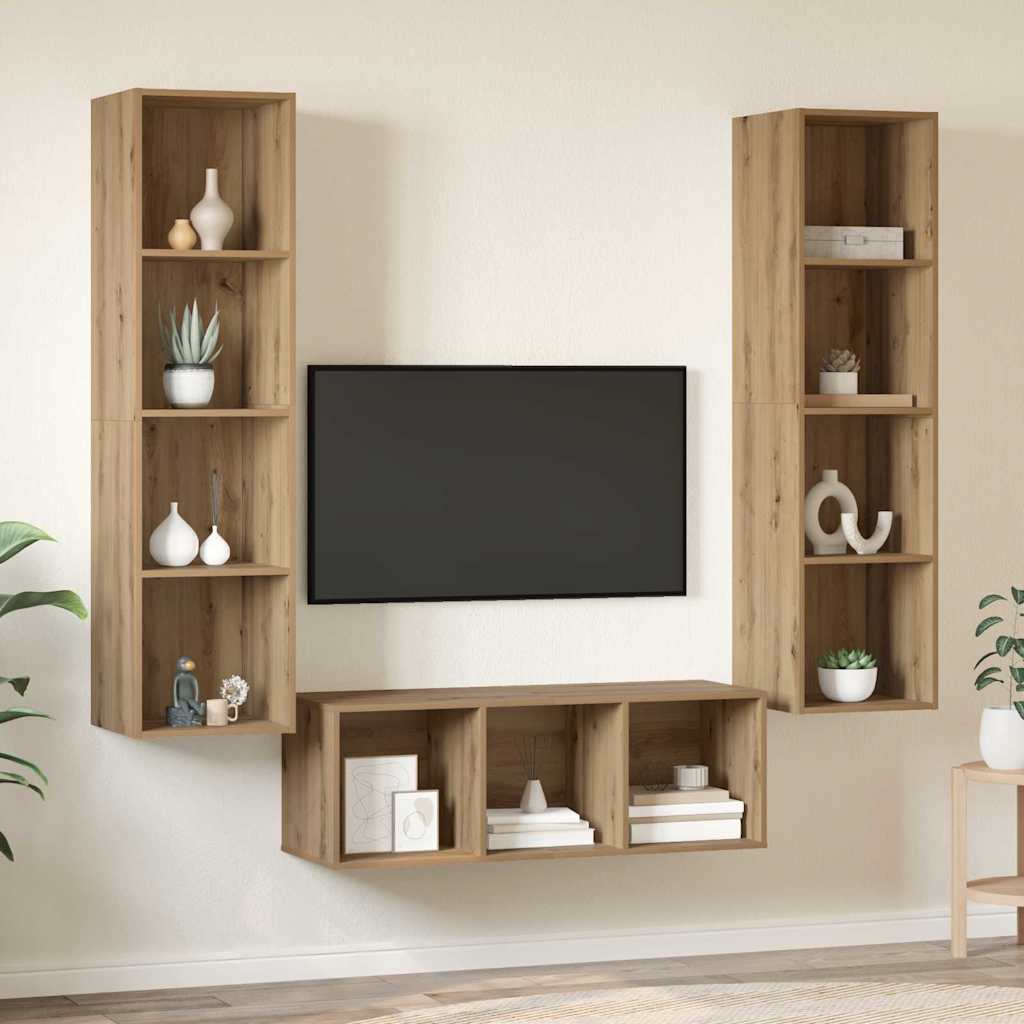 Sestava Tv Skříněk 3 Ks Artisanový Dub Kompozitní Dřevo